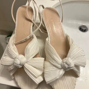 Loeffler Randall Cream Pleated Bow Sandals